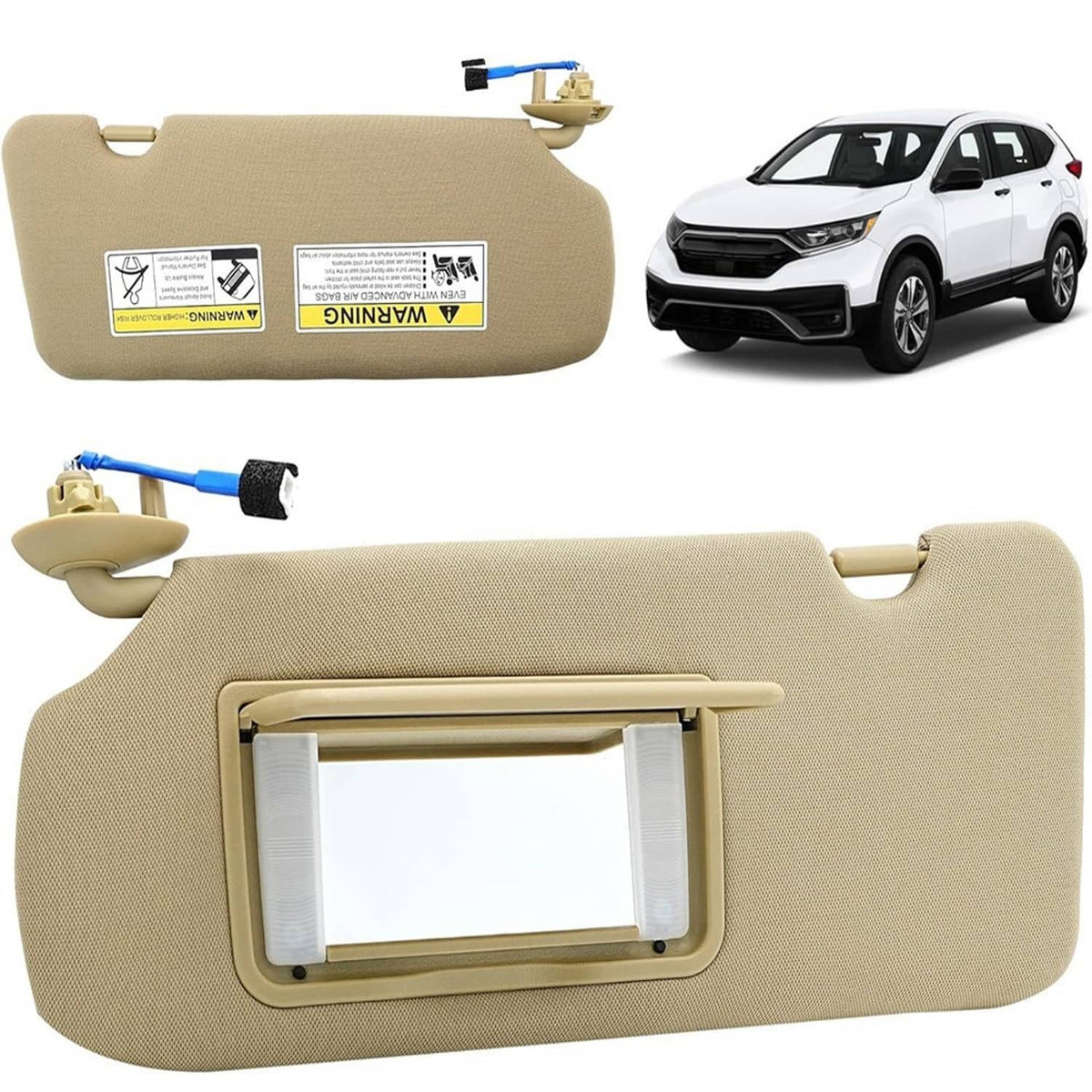 Bethesda Industrial Left Driver Side Sun Visor Beige w/Mirror & Light For 2017-2022 Honda CR-V CRV