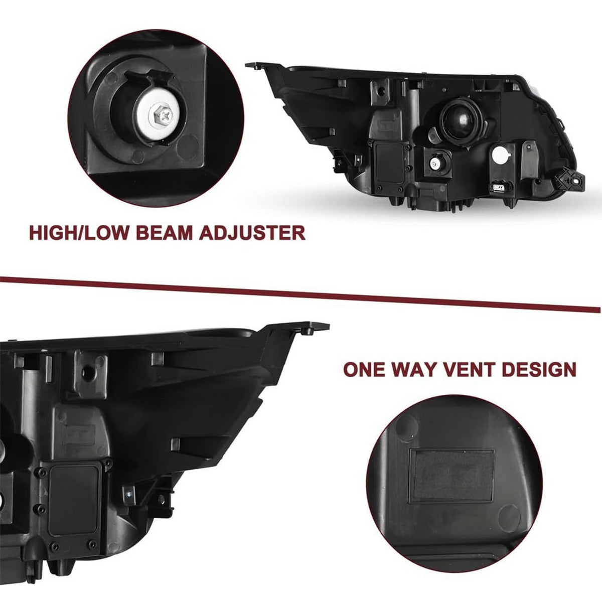 Bethesda Industrial New Pair Headlights Assembly LH+RH For 2016-2019 Ford Explorer Chrome w/ LED DRL