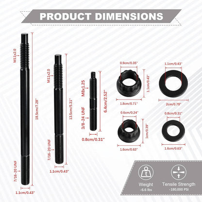 Bethesda Industrial Black Cylinder Head Stud Kit For 97-03 Chevy LS1 LQ9 LS6 4.8L 5.3L 6.0L Engines
