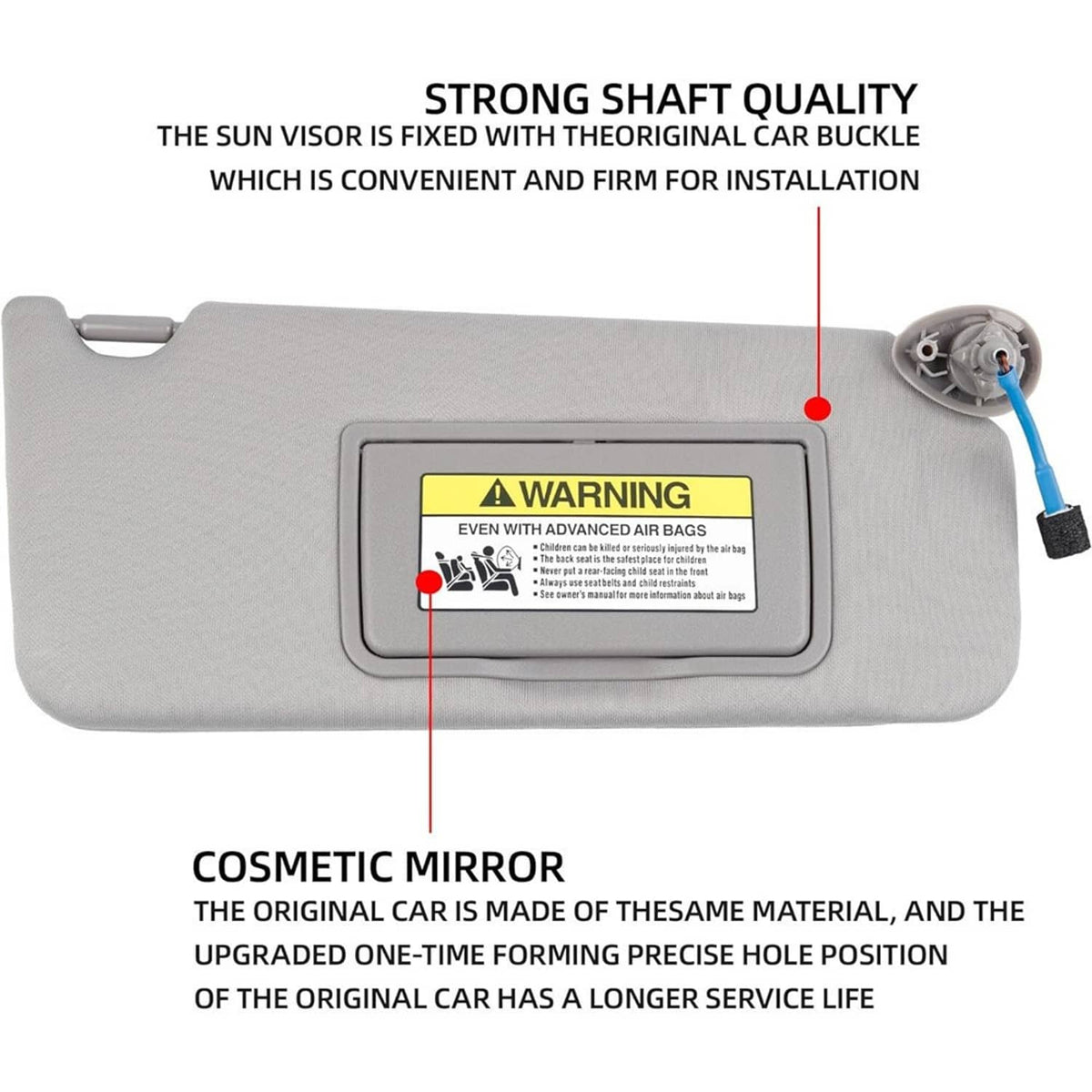 Bethesda Industrial 2x Gray Sun Visor w/ Light & Mirror Set For 2008-2017 Honda Accord 83280TA5A51ZA