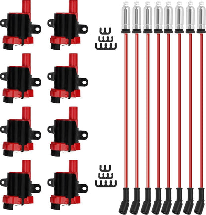 Bethesda Industrial Round Ignition Coil Spark Plug Set For Chevy Silverado GMC LS1 LS3 4.8/5.3/6.0L