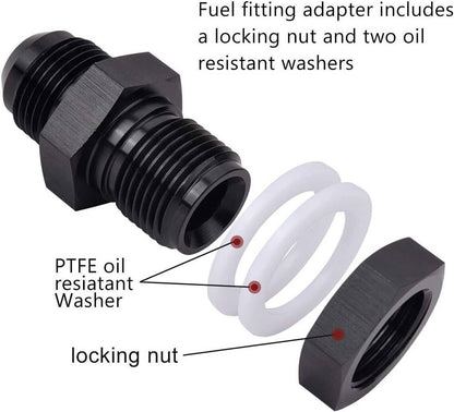 Bethesda Industrial New 2Pcs 10AN AN10 Flare Fuel Cell Bulkhead Fitting With Teflon Washer Aluminum
