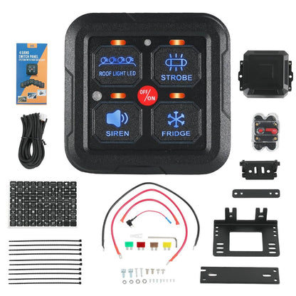 Bethesda Industrial 4 Gang ON/OFF Switch Panel Circuit Control Box LED Light Bar Marine Boat Car 12V