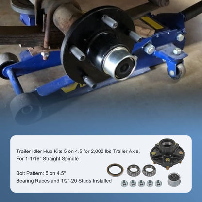 Bethesda Industrial 2 × Trailer Idler Hub Kits 5 on 4.5" 5 Lugs For 2000 lbs Axle 1-1/16" bearings