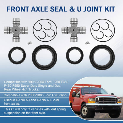 Bethesda Industrial Front Axle Seal And U Joint Kit For 1998-04 Ford F250 F350 Excursion DANA 50 60