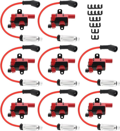 Bethesda Industrial 8Pcs Round Ignition Coil & Wires For Chevy Silverado GMC LS1 LS3 4.8L 5.3L 6.0L