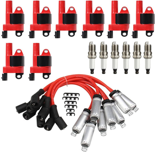 Bethesda Industrial High Performance UF414 Ignition Coil+Spark Plug+Wire For Chevy GMC 5.3L 6.2L V8