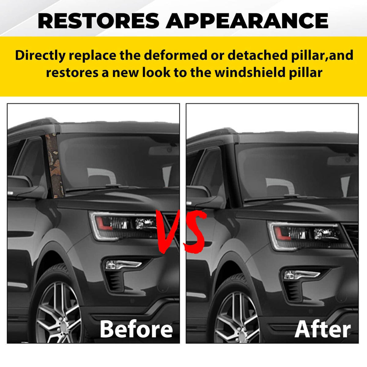 Bethesda Industrial 2 Pairs Left Right Side Windshield A-Pillar Molding Trim for 11-19 Ford Explorer