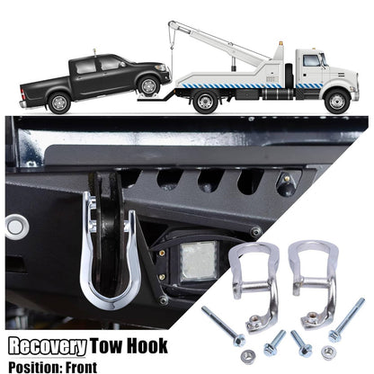 Bethesda Industrial Pair Chrome Tow Hooks Kit 84072464 For 2015-2019 Silverado Sierra 2500HD& 3500HD