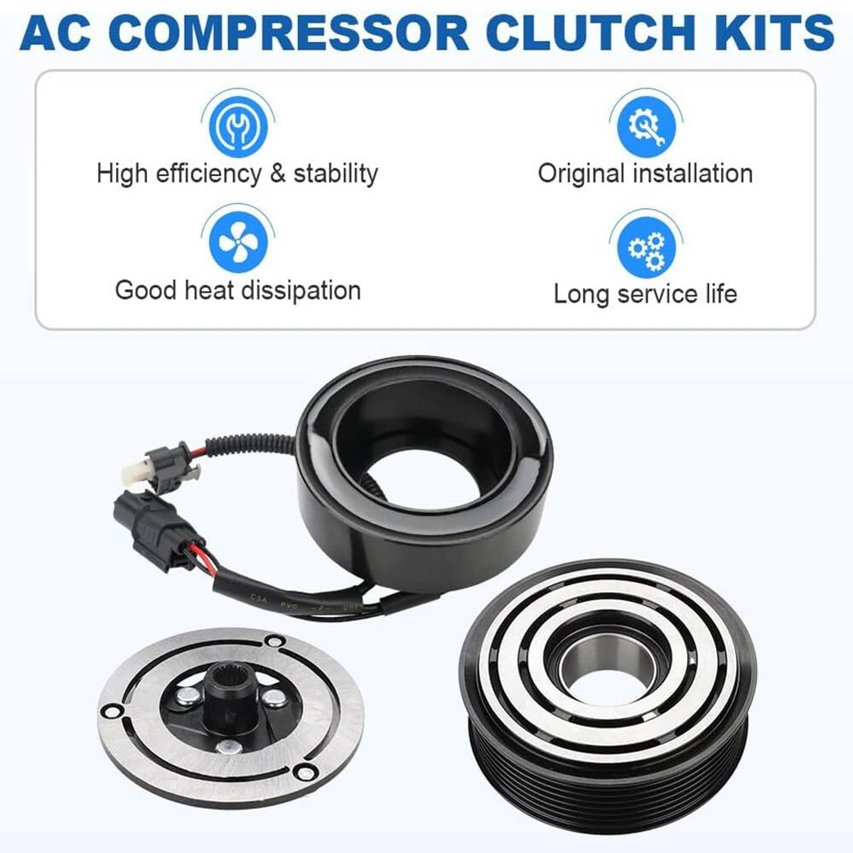 Bethesda Industrial AC Compressor Clutch 12V Kit w/7-Groove for Honda Civic 2016 2017-2021 L4 2.0L