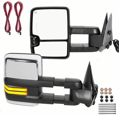 Bethesda Industrial Chrome Tow Mirror Power Heated Extend For 2003-07 Silverado Sierra Suburban 1500