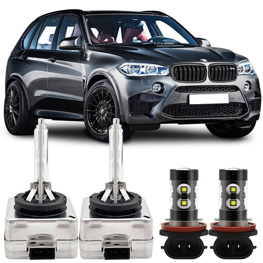 Bethesda Industrial Front HID Headlight High-Low + LED Fog Light Bulbs For BMW X5 2007-2015 White