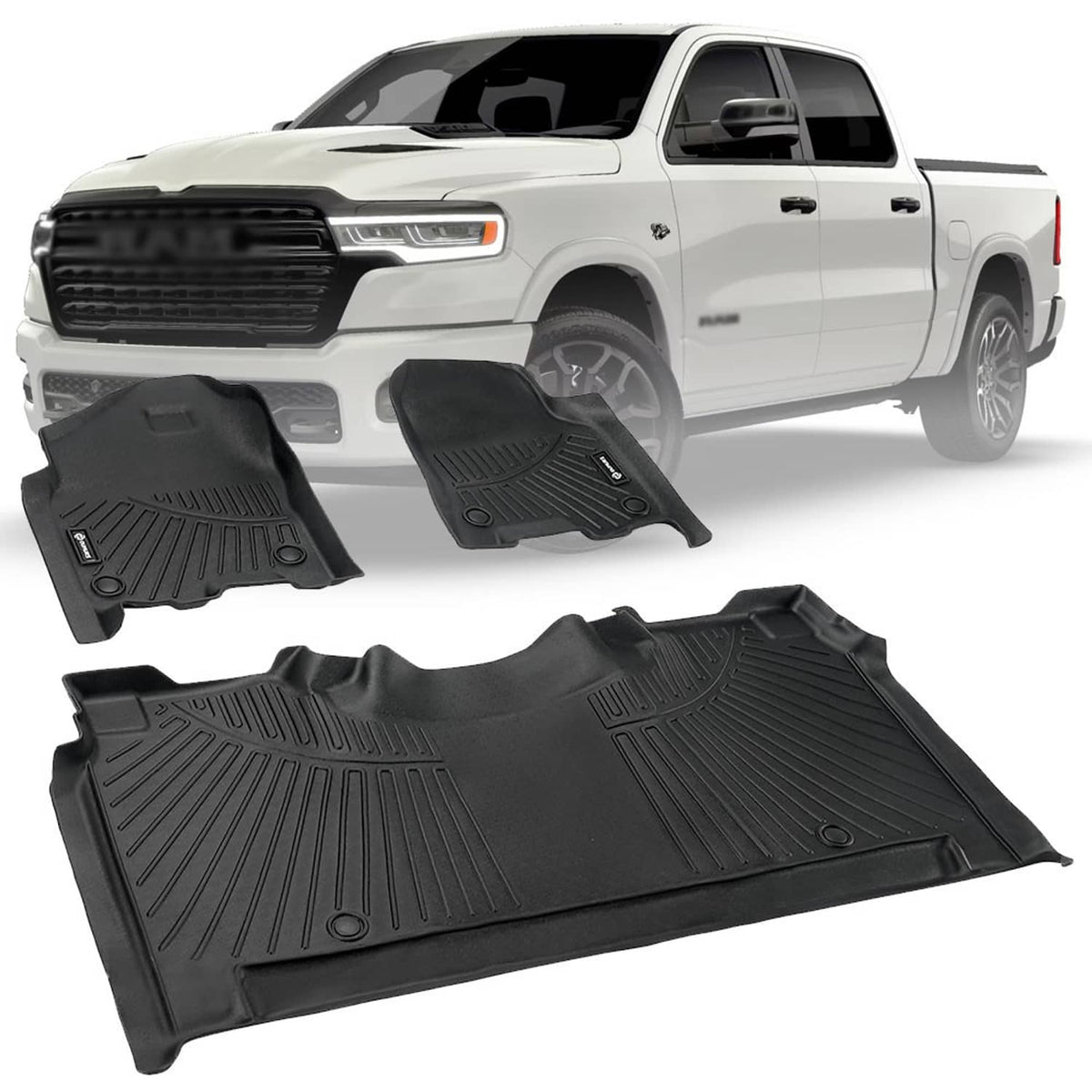 Bethesda Industrial Car Floor Mats Fit for 2019-2026 Dodge Ram 1500 Crew Cab  (NOT Classic Models)