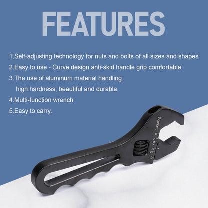 Bethesda Industrial Aluminum 3AN-16AN Adjustable Wrench Tool Spanner Black For Hose End Fitting