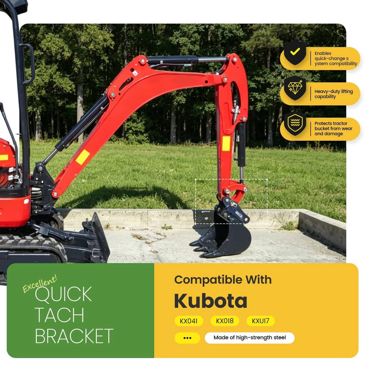 Bethesda Industrial Excavator 2 Ears Quick Attach Bucket  Attachment Fit For Kubota KX041 KX018 U17