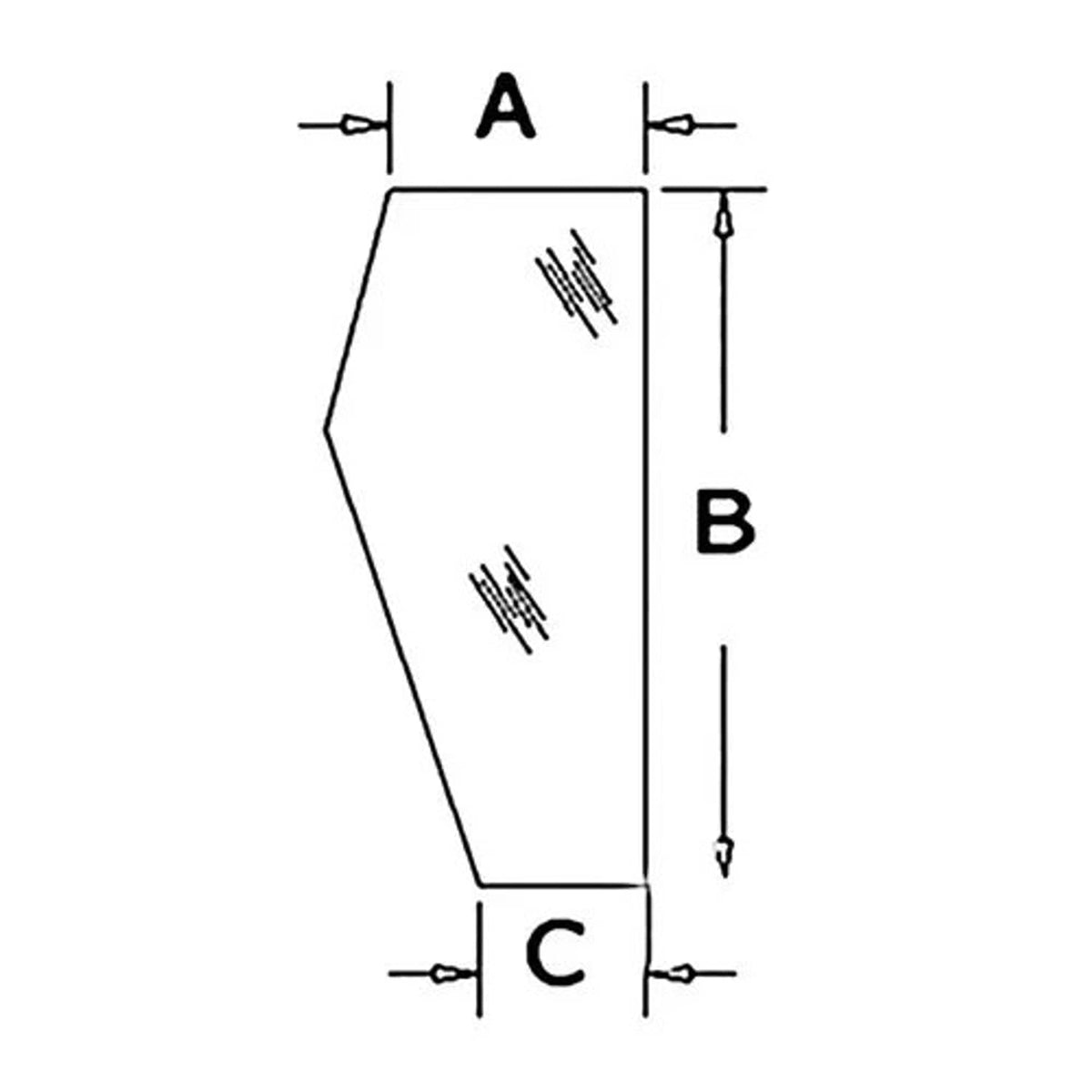 Bethesda Industrial Cab Glass - Front Lower Right Hand fits Case 580K 580SK 580K 580SK 590 D131288