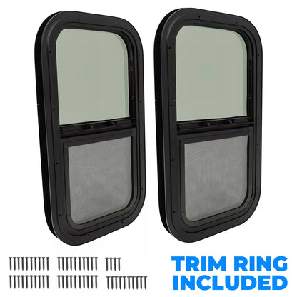 Bethesda Industrial 2 Pack 12"L x 22"W Wall Vertical Sliding RV Window Cargo Trailer W/Trim Kit
