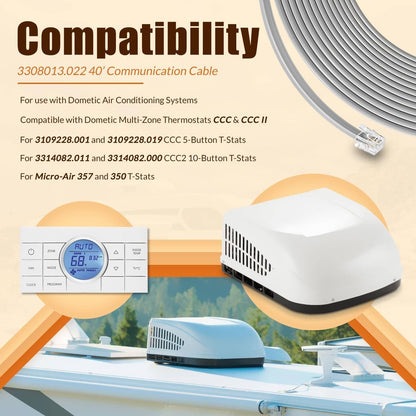Bethesda Industrial 3308013.022 40’ RV Air Conditioner Communication Cable for Dometic Multi-Zone