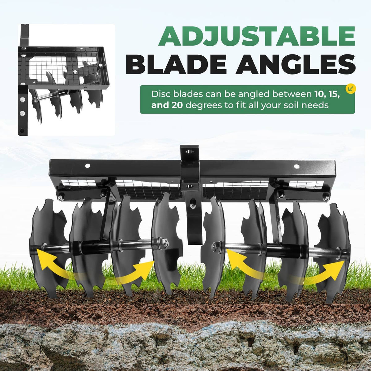Bethesda Industrial Rear Disc Harrow 11" Steel Tow For Universal Tractor Sleeve Hitch Attachment