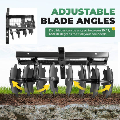 Bethesda Industrial Rear Disc Harrow 11" Steel Tow For Universal Tractor Sleeve Hitch Attachment
