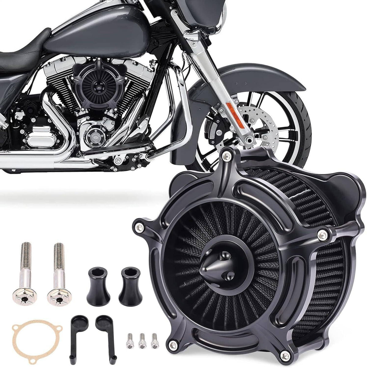 Bethesda Industrial Black Air Cleaner Intake Filter For Harley Touring Road King Street Glide 08-16