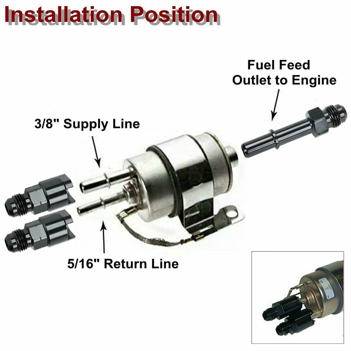 Bethesda Industrial 2Pcs 6AN Fuel Adapter Fit For To 3/8 & 5/16 GM Quick Connect W/Thread EFI Female