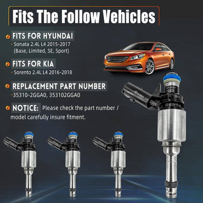 Bethesda Industrial New Fuel Injector 35310-2GGA0 For 2015-2017 Hyundai Sonata 2016-2018 Kia Sorento