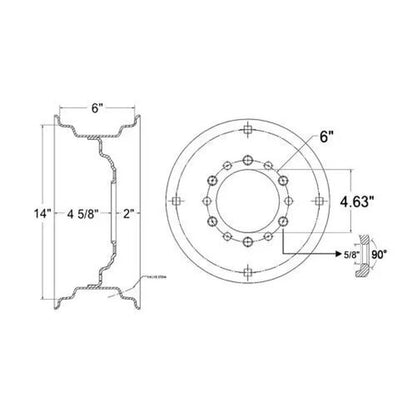 Bethesda Industrial Implement Wheel 6" x 14" White WNIW-140060-066G9-046OW