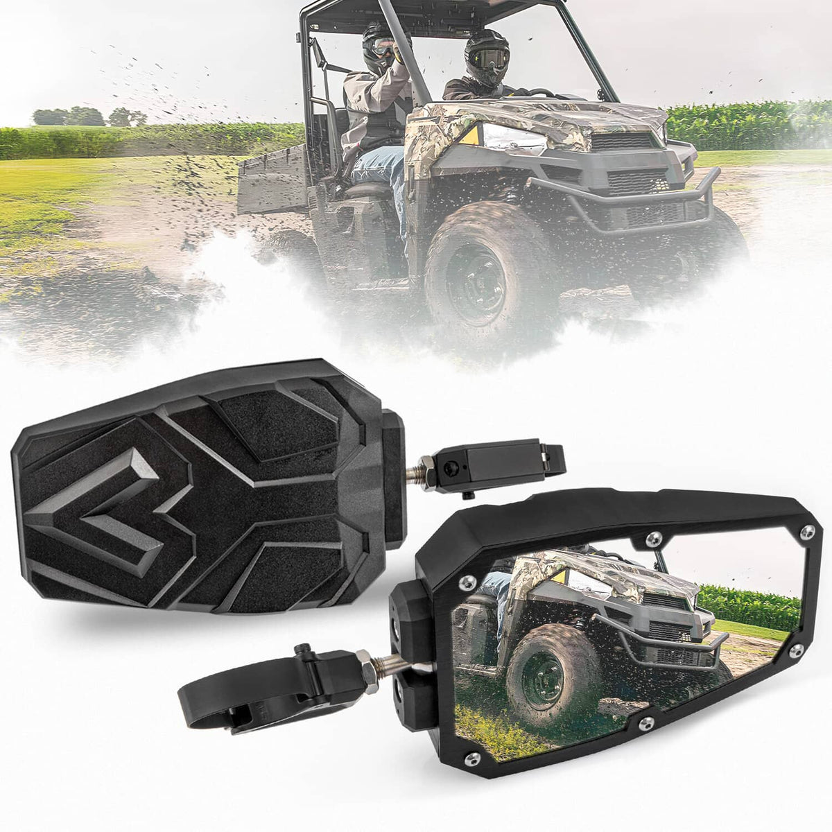 Bethesda Industrial UTV Rear View Side Mirrors 1.5"-2.0" for Polaris RZR 900 1000 Can-Am X3 Kawasaki