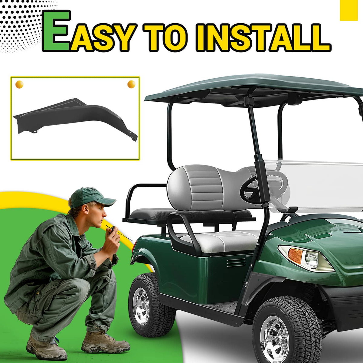 Bethesda Industrial Golf Cart Front Passenger Side Fender Flare Set For EZGO ST MPT Workhorse 99-13