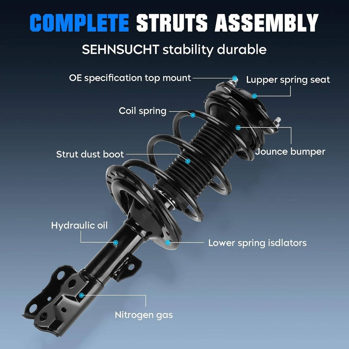 Bethesda Industrial 2Pcs Front Complete Struts Shocks Absorbers For 2012-2017 Toyota Camry SE XSE
