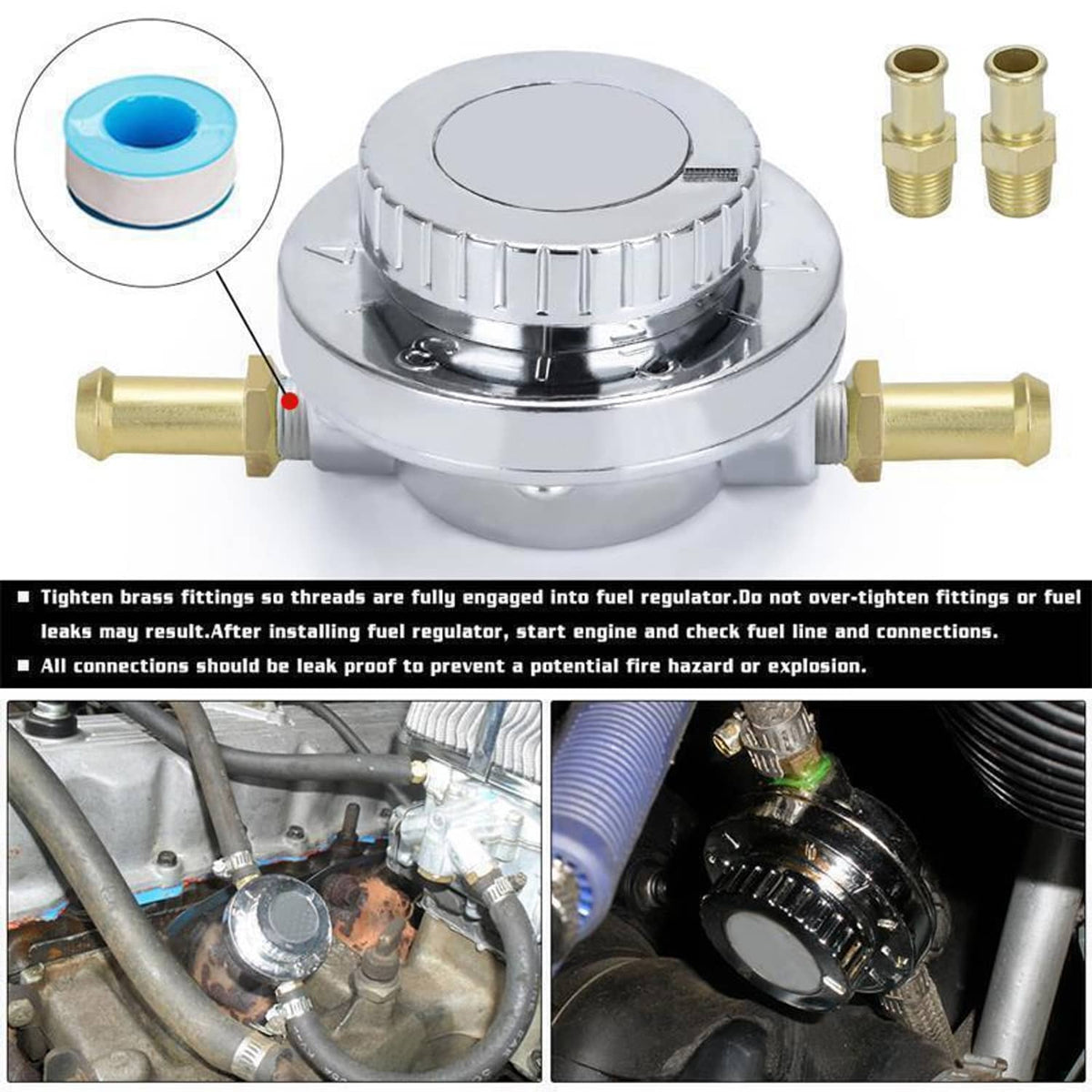 Bethesda Industrial Universal 1-6 PSI Adjustable Fuel Pressure Regulator Kit For Carburetor Engine