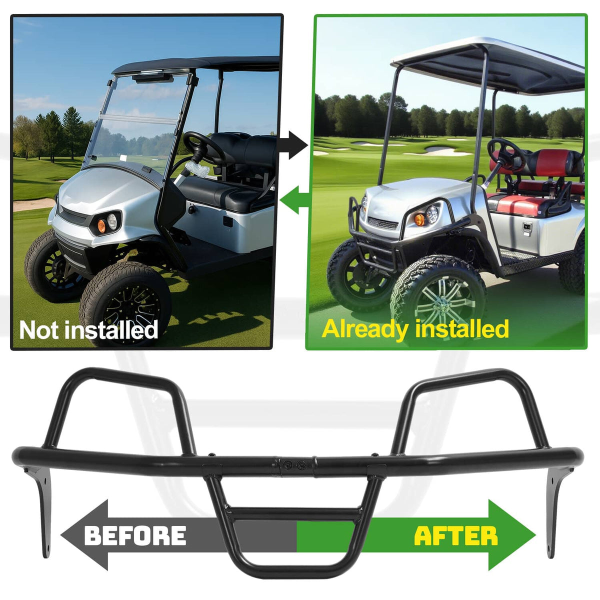 Bethesda Industrial Powder Coated Front Brush Guard For EZGO Express L4 S4 L6 S6 2012-Up Golf Cart