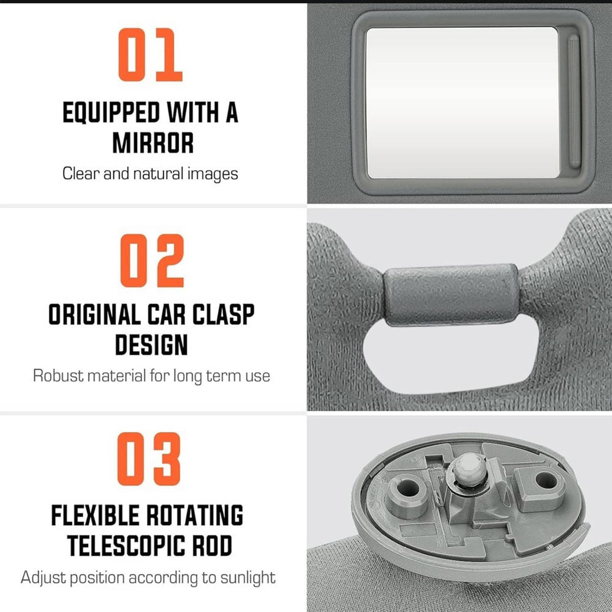 Bethesda Industrial Pair Sun Visor LH Driver & RH Passenger Side For 2005-2015 Toyota Tacoma Gray