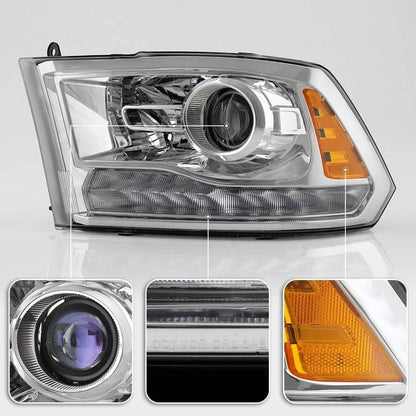 Bethesda Industrial For 2009-2018 Dodge Ram 1500 2500 3500 Pickup w/LED Projector Chrome Headlights