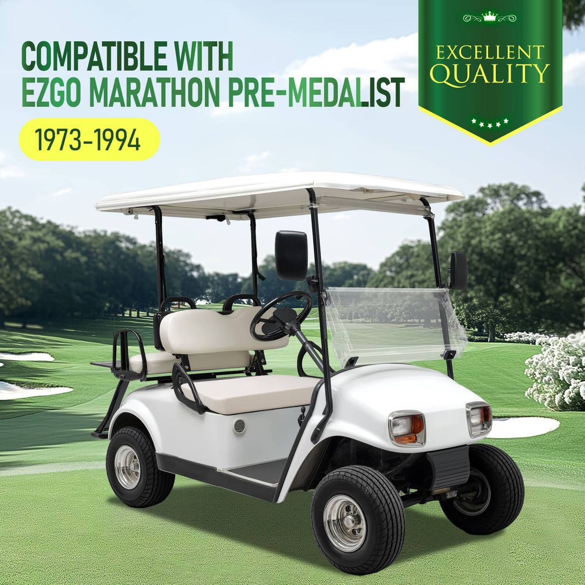 Bethesda Industrial Golf Cart White Seat Bottom Assembly For EZGO Marathon Pre-Medalist 1973-1994