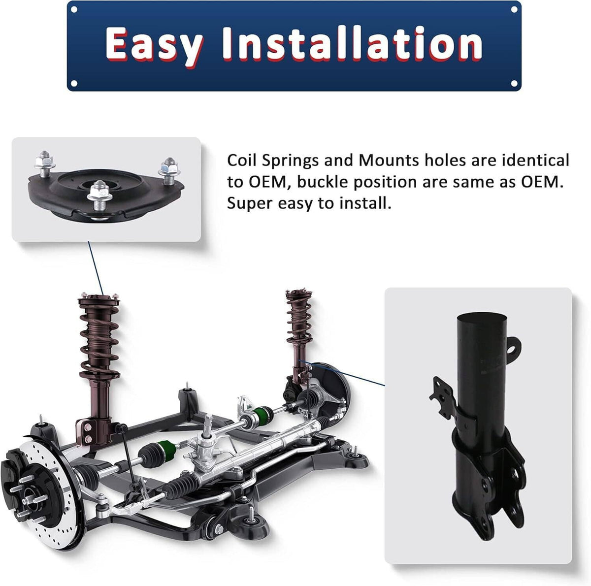 Bethesda Industrial Set Front Complete Struts Shocks & Coil Springs For 2010-2015 Toyota Prius 1.8L