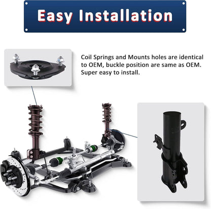 Bethesda Industrial Set Front Complete Struts Shocks & Coil Springs For 2010-2015 Toyota Prius 1.8L