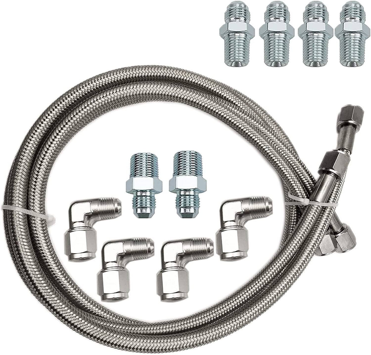 Bethesda Industrial SS Braided Transmission Cool Hoses Lines Kit For Chevy Ford TH350 700R4 TH400