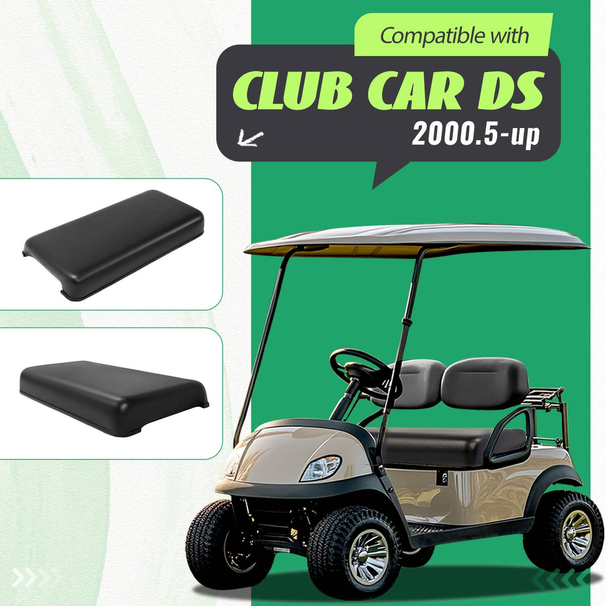 Bethesda Industrial Front Golf Cart Seat Bottom Cushion Assembly Black For Club Car DS 2000.5-up