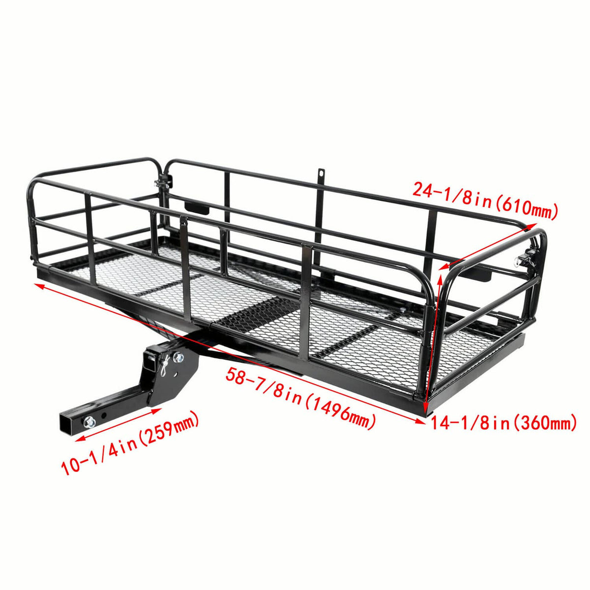 Bethesda Industrial 500lbs Car SUV Folding Rack Cargo Basket Trailer Hitch Mount Luggage Carrier New