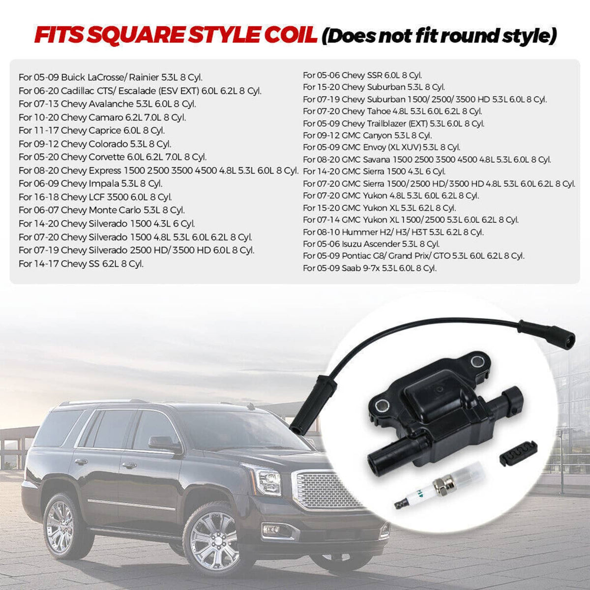 Bethesda Industrial 8 Pack UF413 Ignition Coils + 41-962 Spark Plugs + Spark Plug Wires For Chevy