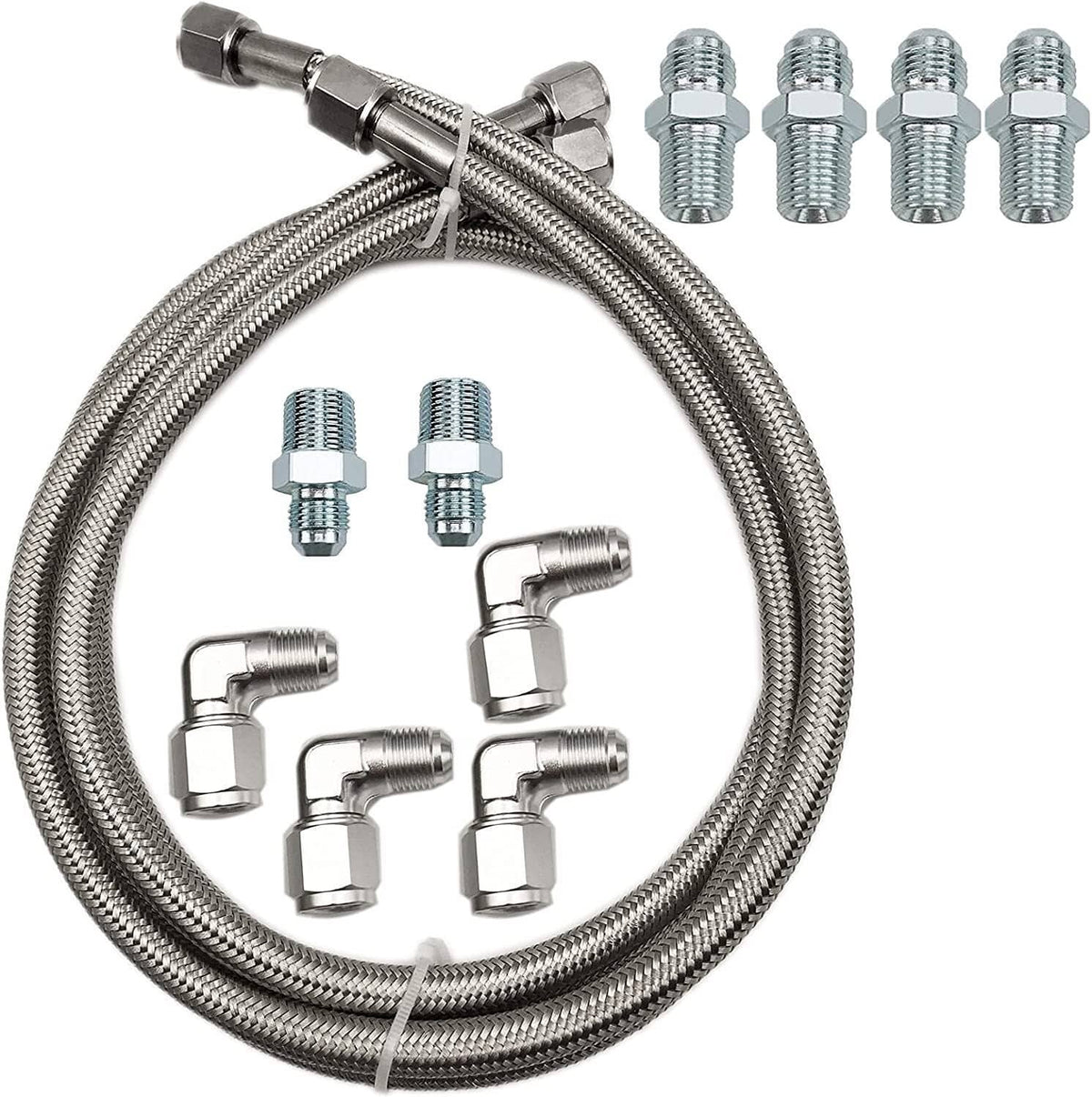 Bethesda Industrial SS Braided Transmission Cool Hoses Lines Kit For Chevy Ford TH350 700R4 TH400
