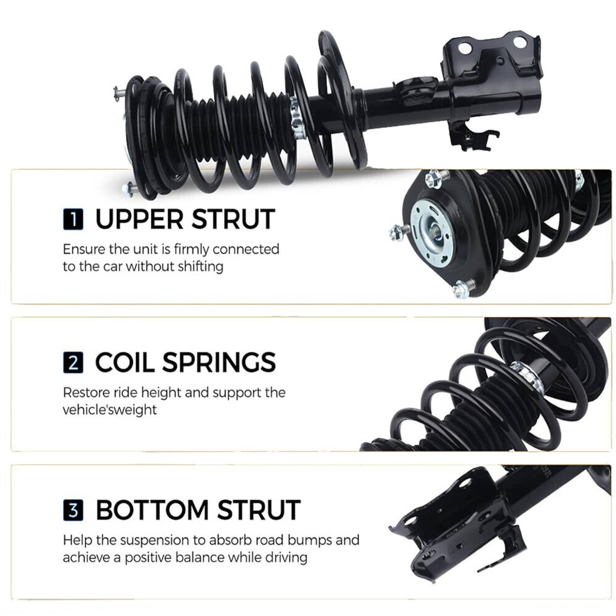 Bethesda Industrial Set Front Complete Struts Shocks & Coil Springs For 2010-2015 Toyota Prius 1.8L