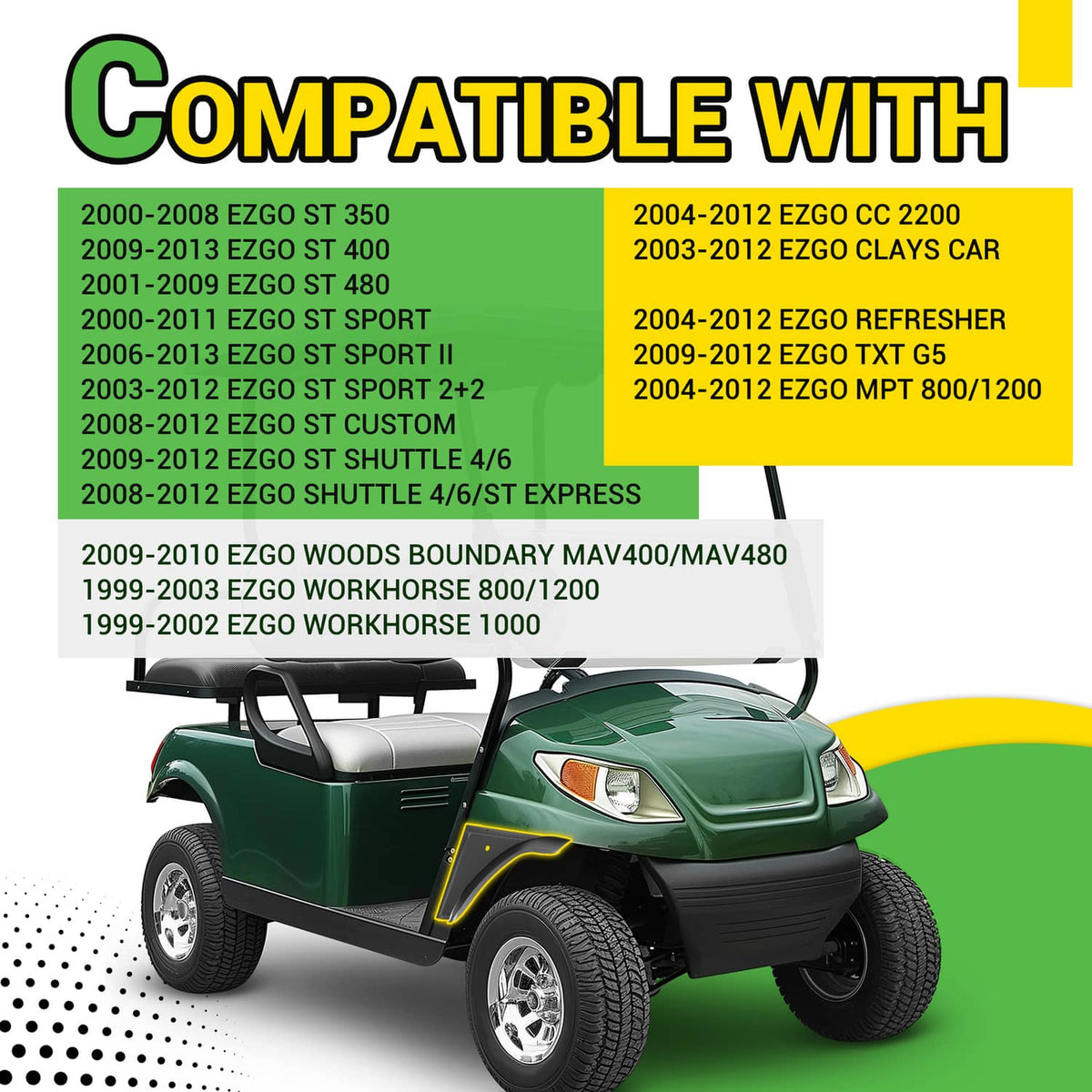 Bethesda Industrial Golf Cart Front Passenger Side Fender Flare Set For EZGO ST MPT Workhorse 99-13