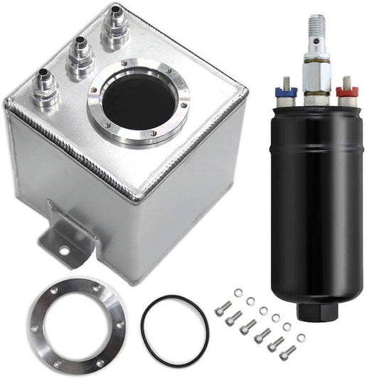 Bethesda Industrial New 2L High Flow Swirl Fuel Surge Tank AN6 Aluminum w/ 044 External Fuel Pump