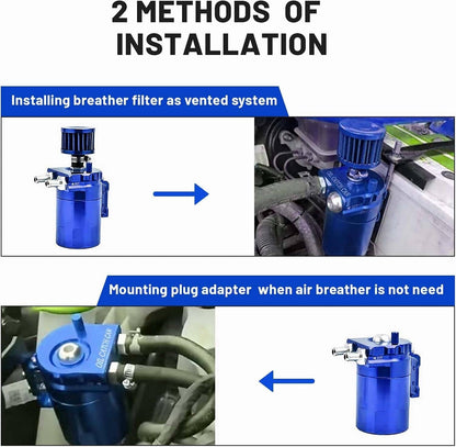 Bethesda Industrial Universal Blue Oil Catch Can Tank Kit Polish Baffled Reservoir w/Breather Filter
