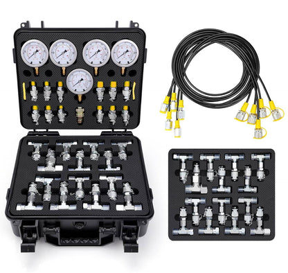 Bethesda Industrial 60Mpa Hydraulic Pressure Test Kit 5 Gauges 13 Couplings 14 Tee Connectors 5 Hose