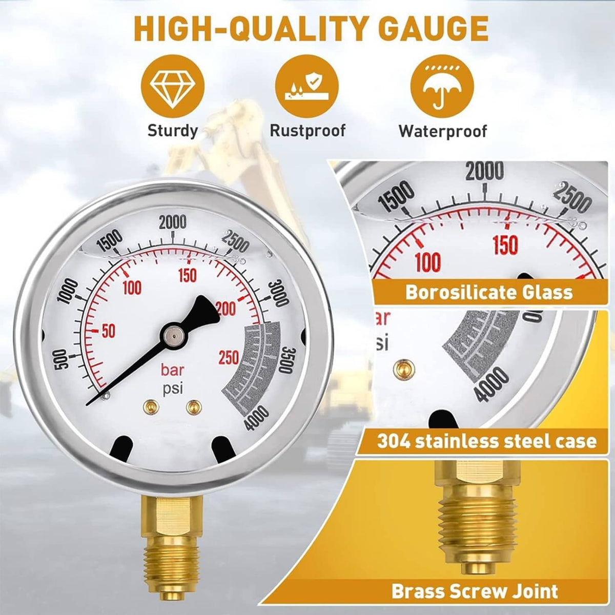 Bethesda Industrial 60Mpa Hydraulic Pressure Test Kit 5 Gauges 13 Couplings 14 Tee Connectors 5 Hose