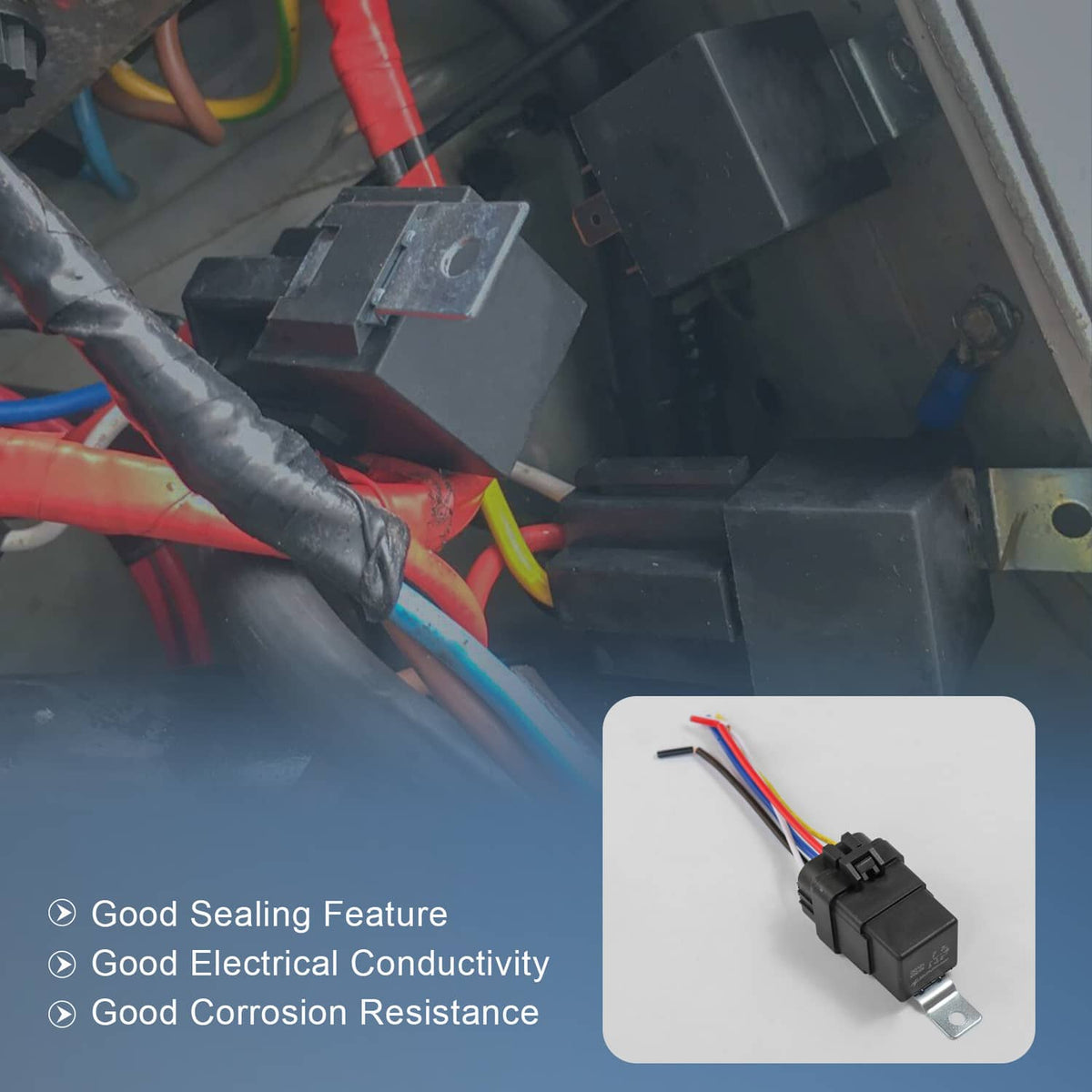 Bethesda Industrial Waterproof 5 Pin 12V 40 Amp Relay & Socket W/ 5" 12 Gauge Wire Pigtail Harness